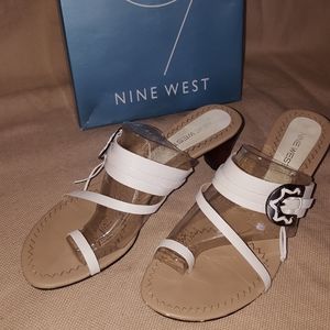 Nine West Headliner White Leather Sandals